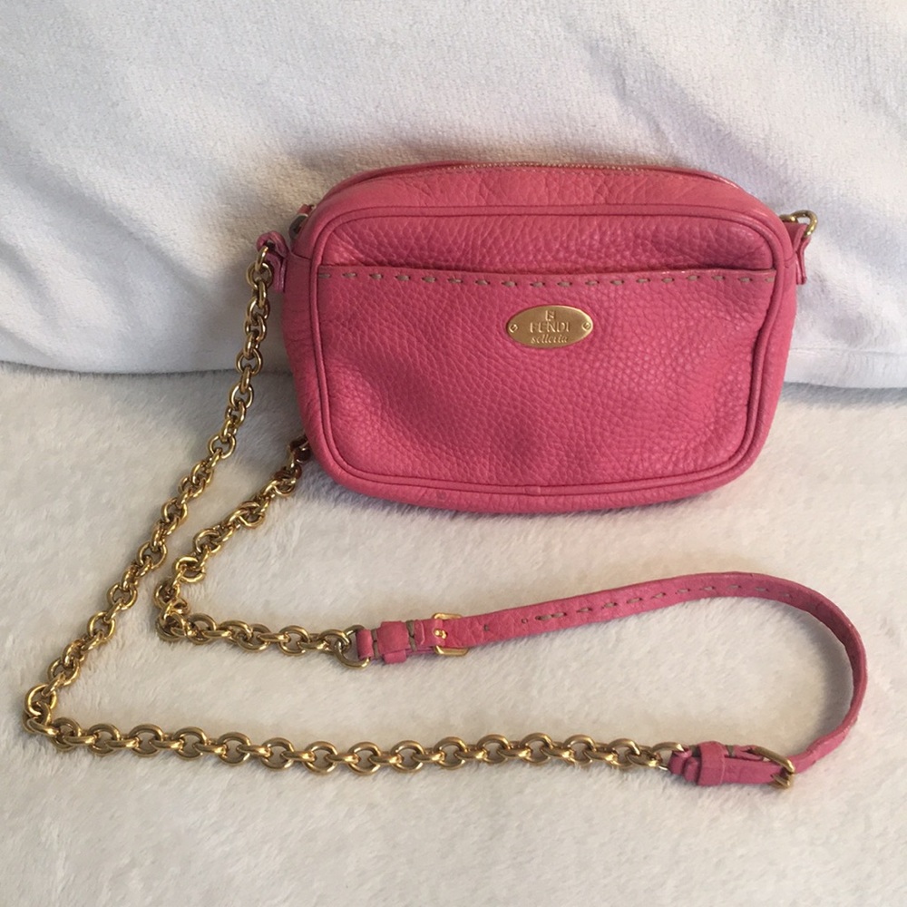 Fendi Pink Leather Selleria Leather Crossbody Bag